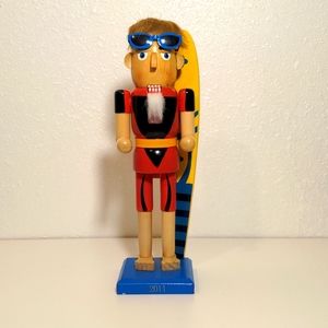 Nutcracker Surfer holiday Christmas gift wood surfer board red blue yellow used